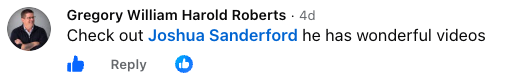 Gregory recommends Joshua Sanderford's videos